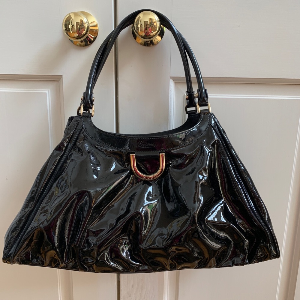 Gucci Abbey D-Ring Bag • Black Patent Leather